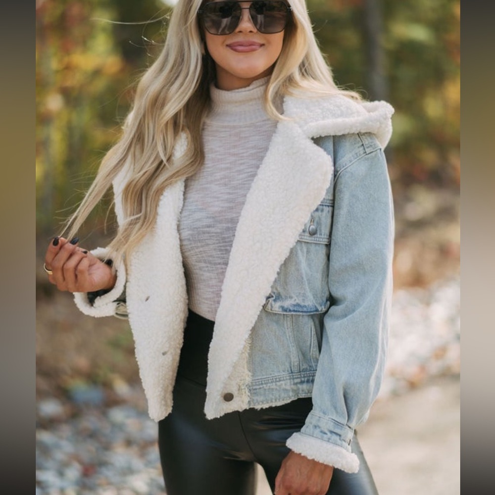 Sherpa Trim Denim Jacket